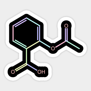 Aspirin Kawaii Pastel Rainbow Molecule Sticker